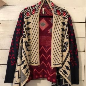 Leshop Tribal Print High-Low Cardigan Sweater